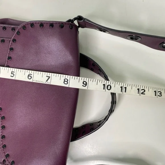 Rebecca Minkoff Midnighter Large Leather Messenger Bag in Eggplant and Black - Picture 8 of 12